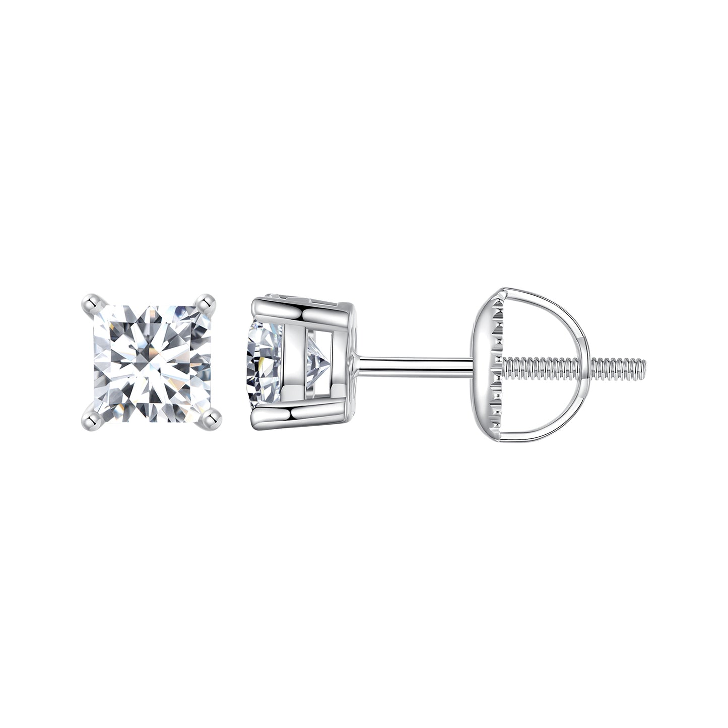 Stud Earrings Classic Moissanite Princess Cut 0.6ct S925 Silver