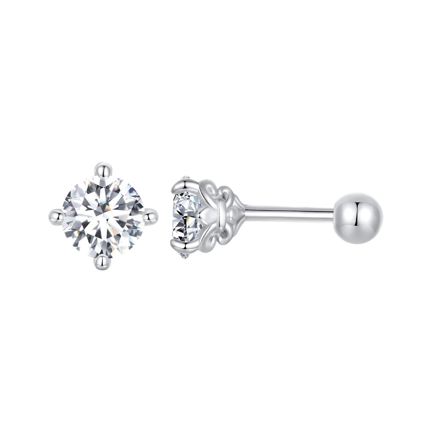 Stud Earrings Classic Moissanite Round Cut 0.5ct S925 Silver