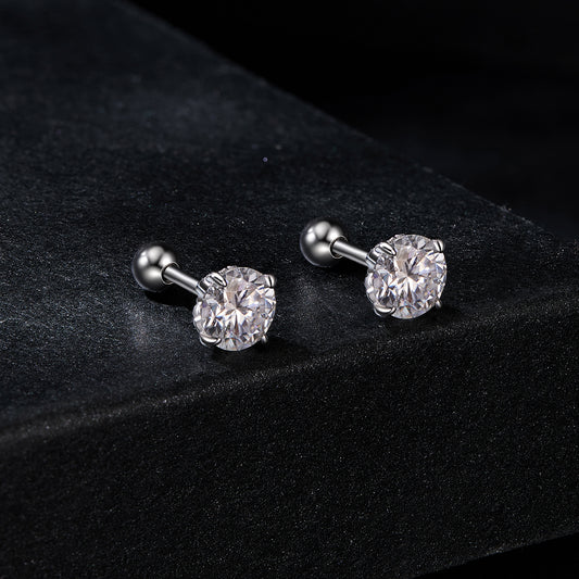 Stud Earrings Classic Moissanite Round Cut 0.5ct S925 Silver