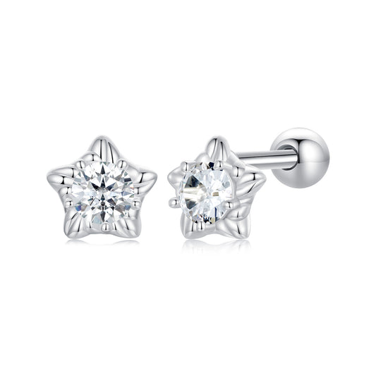 Stud Earrings Classical Star Moissanite 0.15ct S925 Silver