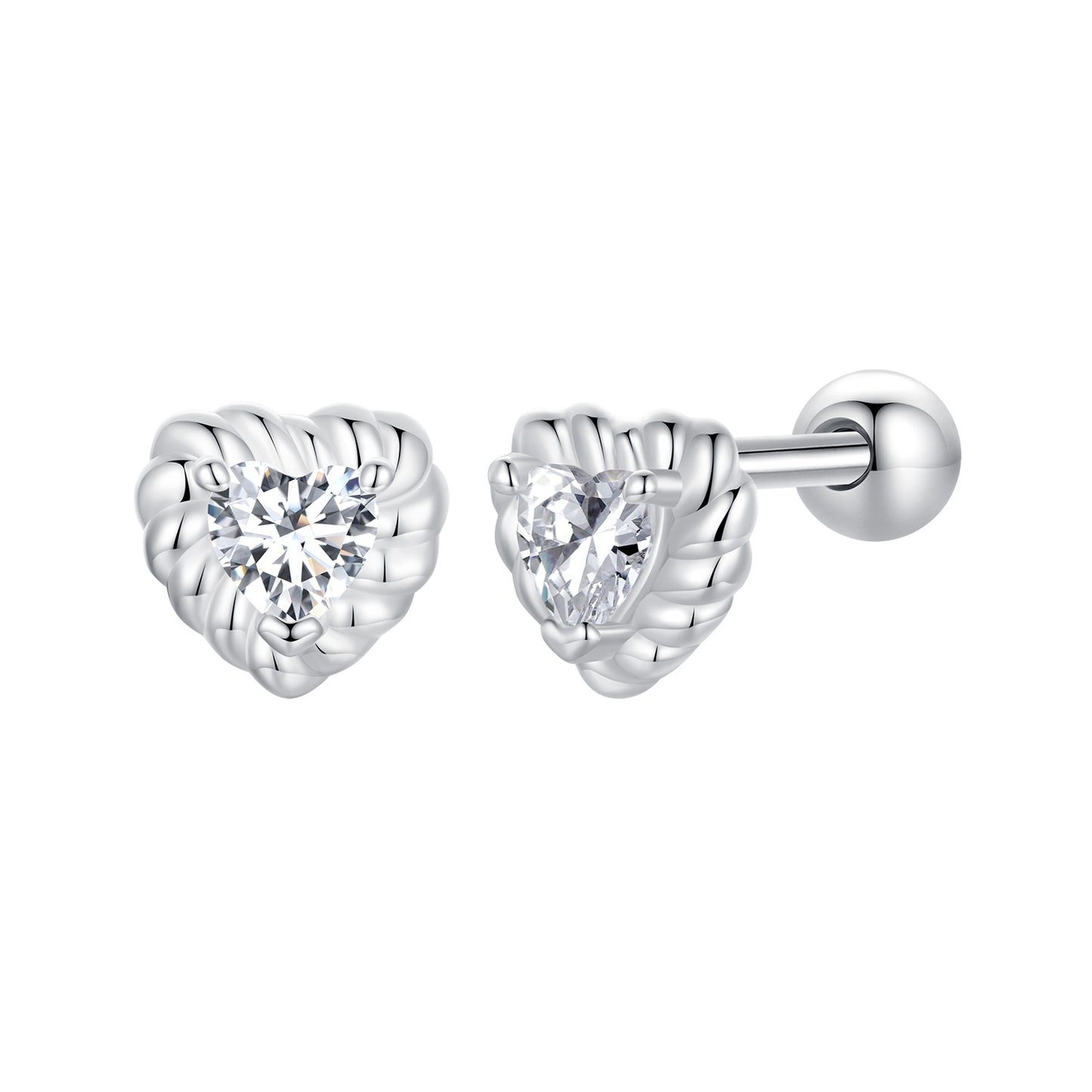 Stud Earrings Classical Heart Moissanite 0.15ct S925 Silver