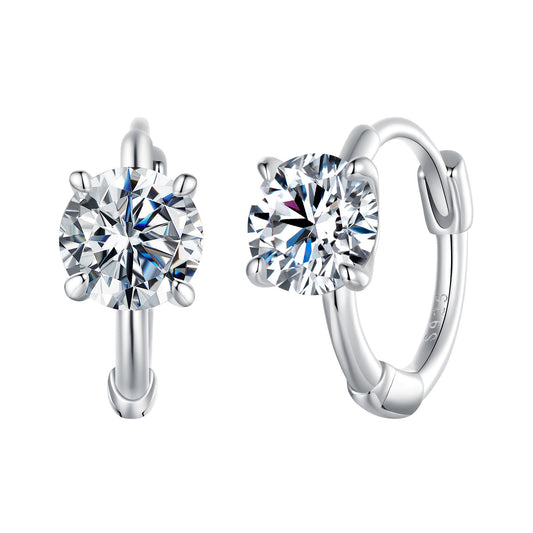 Hoop Earrings Simple Design Moissanite 0.5ct S925 Silver