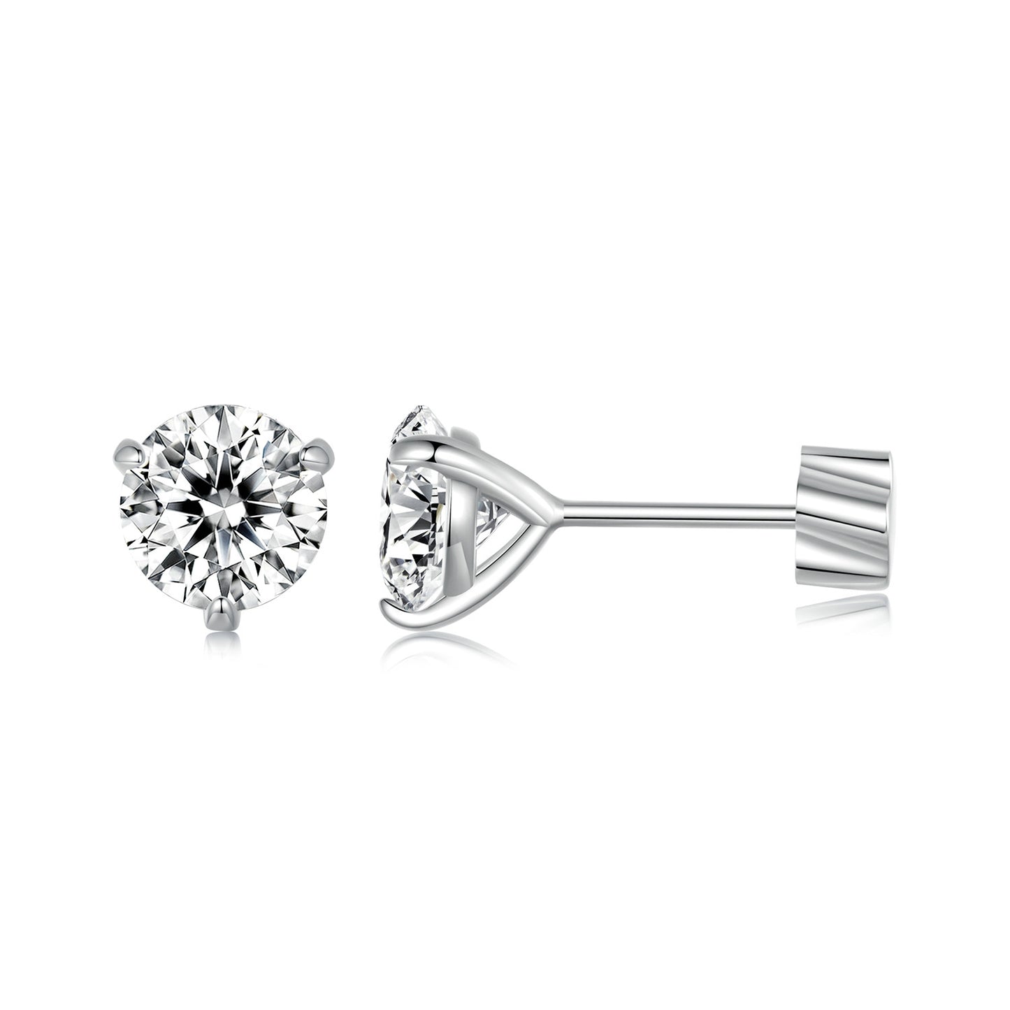 Stud Earrings Classic Design Moissanite Round Cut 0.1ct/0.5ct