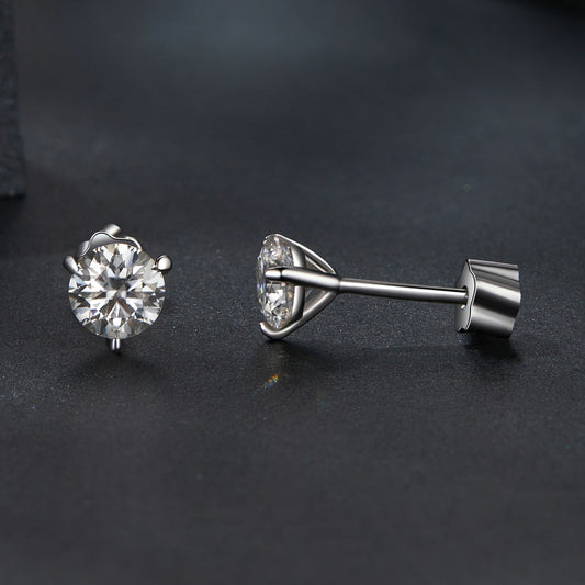 Stud Earrings Classic Design Moissanite Round Cut 0.1ct/0.5ct