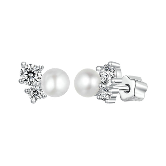 Stud Earrings Moissanite With Pearl S925 Silver