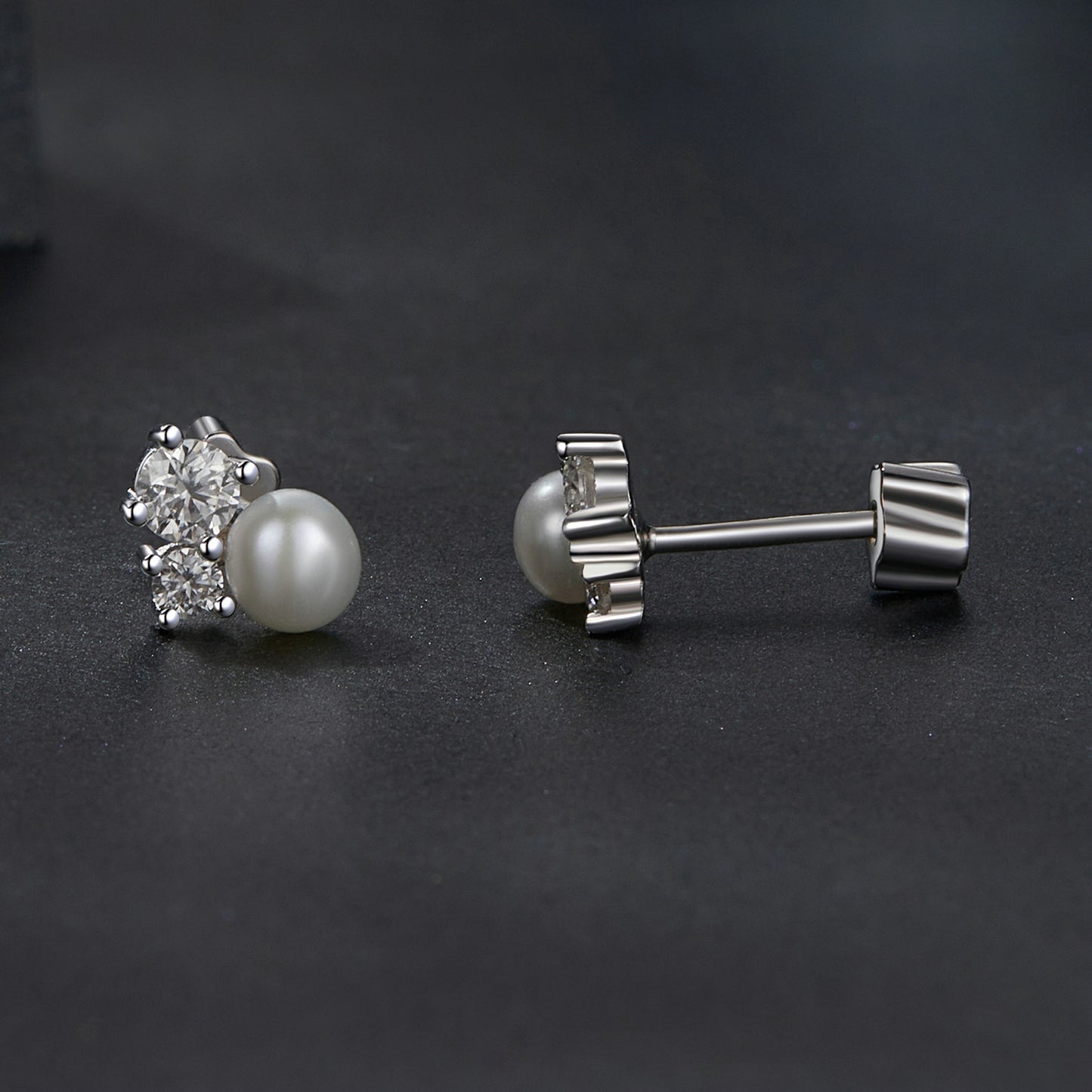 Stud Earrings Moissanite With Pearl S925 Silver