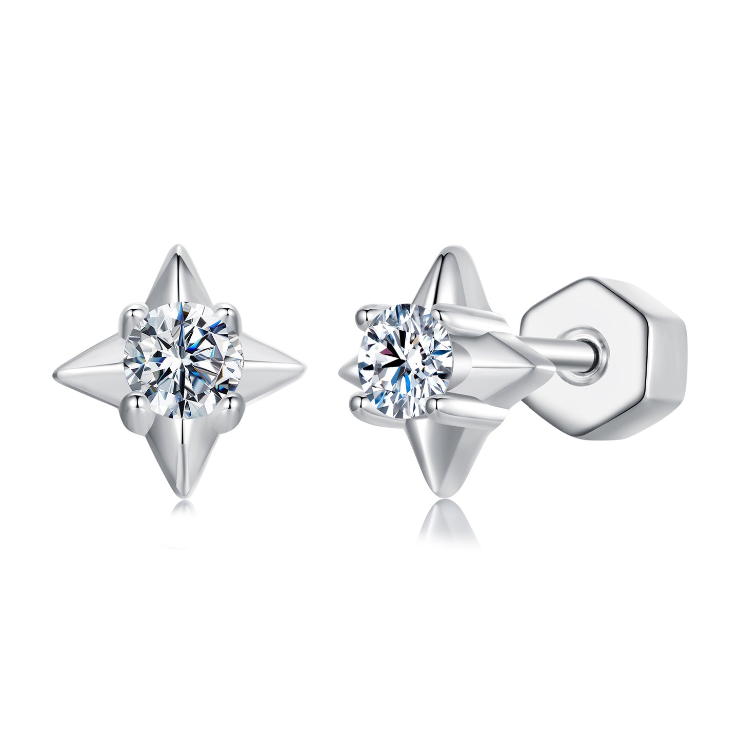 Stud Earrings Shining Star Moissanite 0.1ct S925 Silver