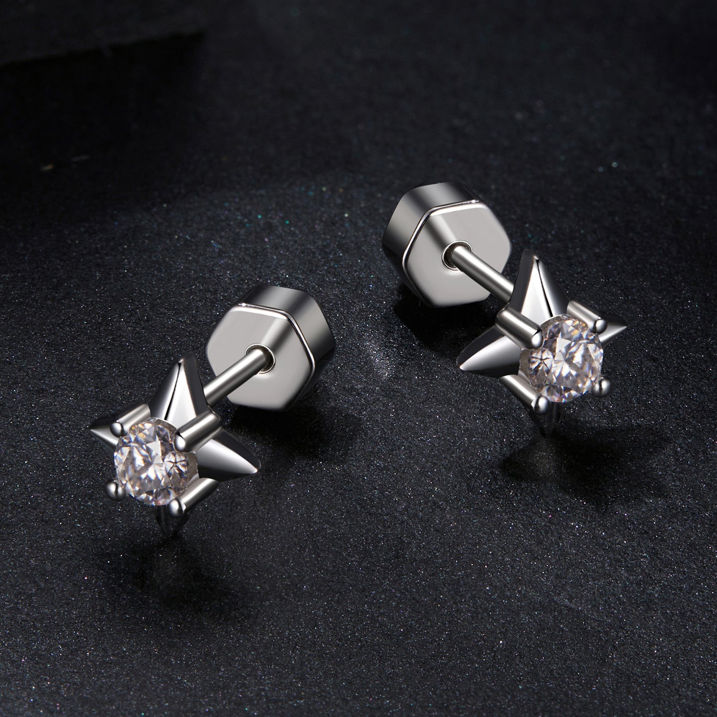 Stud Earrings Shining Star Moissanite 0.1ct S925 Silver