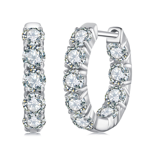 Hoop Earrings Luxury Moissanite Stones 0.1ct S925 Silver