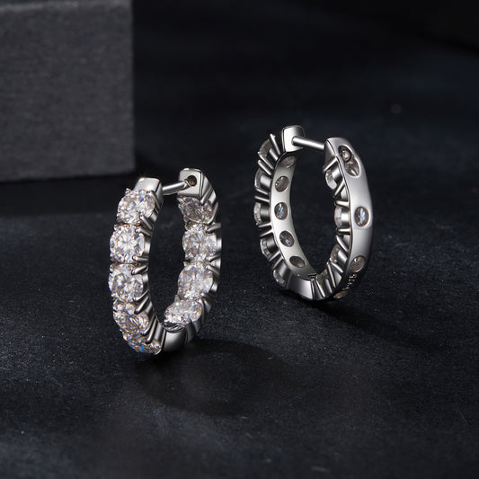 Hoop Earrings Luxury Moissanite Stones 0.1ct S925 Silver