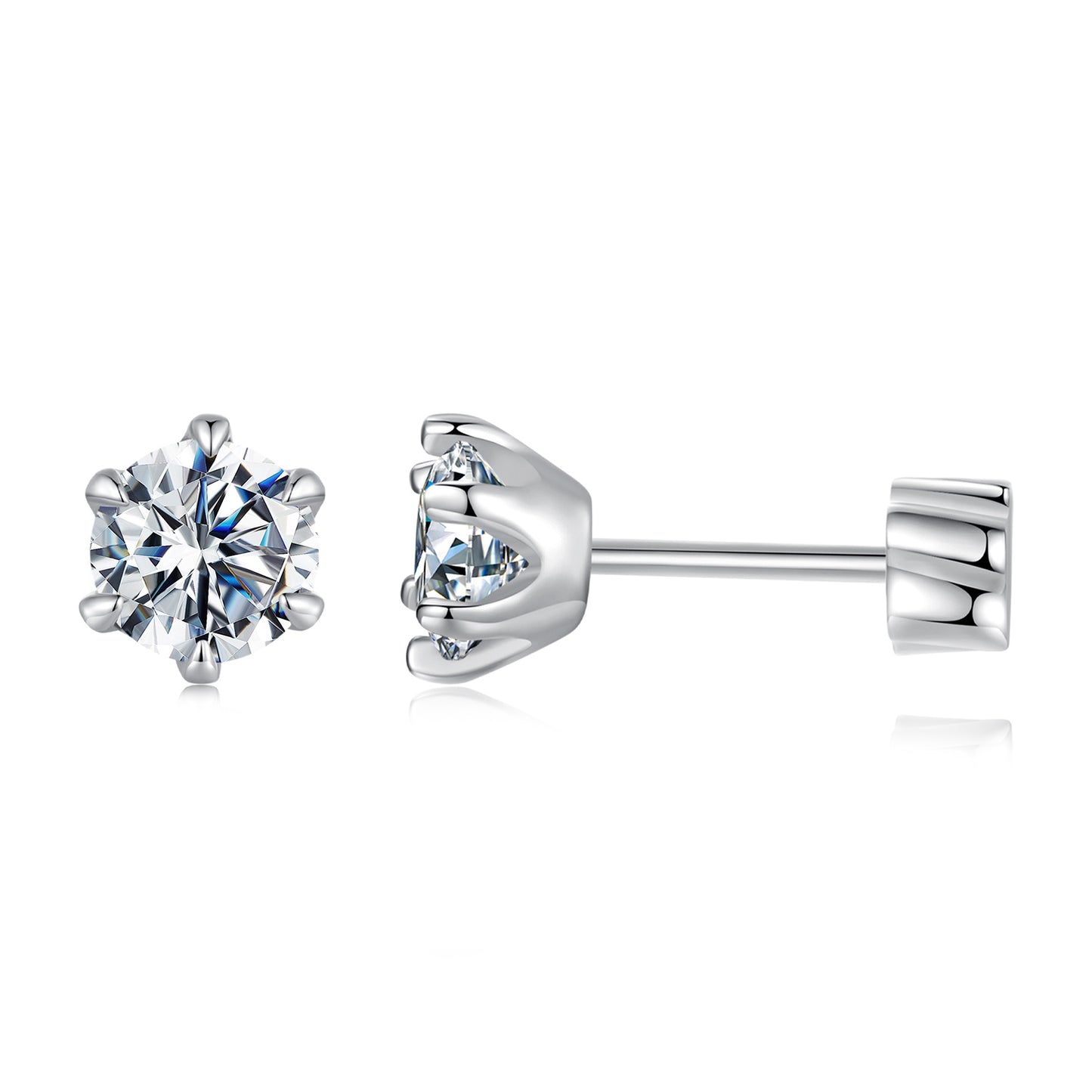 Stud Earrings Classic Six-Prong Moissanite S925 Silver