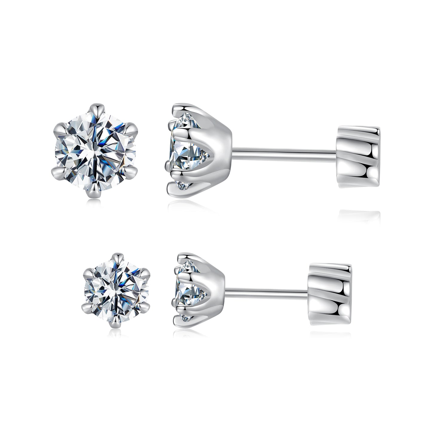 Stud Earrings Classic Six-Prong Moissanite S925 Silver