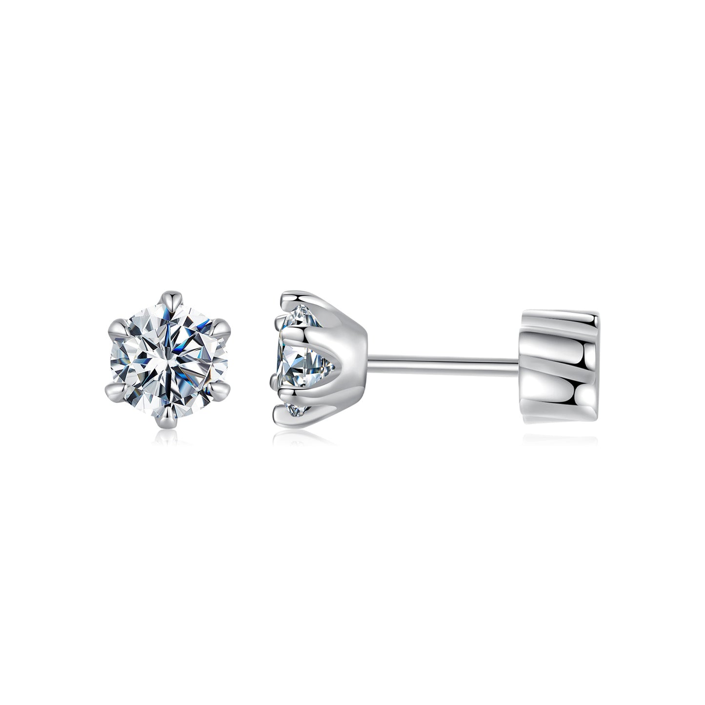 Stud Earrings Classic Six-Prong Moissanite S925 Silver