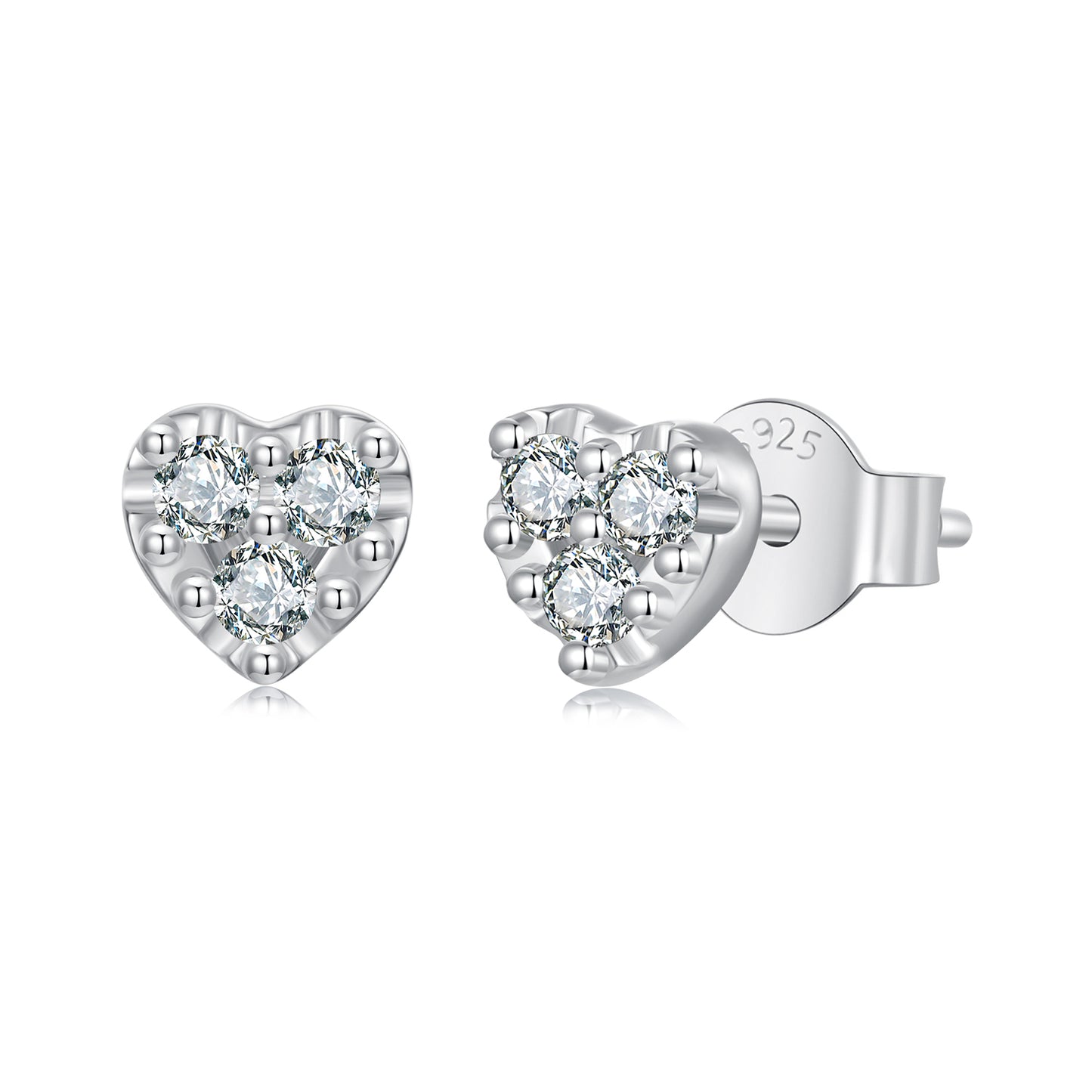 Stud Earrings Heart Shape With 0.3ct Moissanite Stones S925 Silver