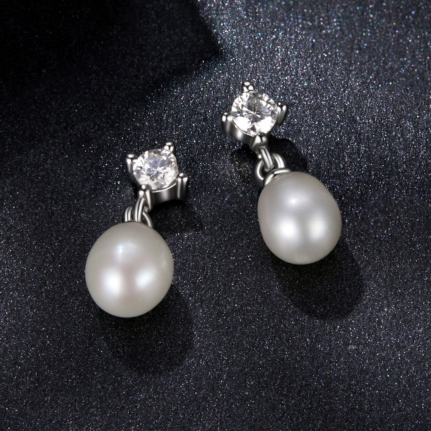 Drop Earrings Moissanite 0.1ct With Pearl Pendant S925 Silver