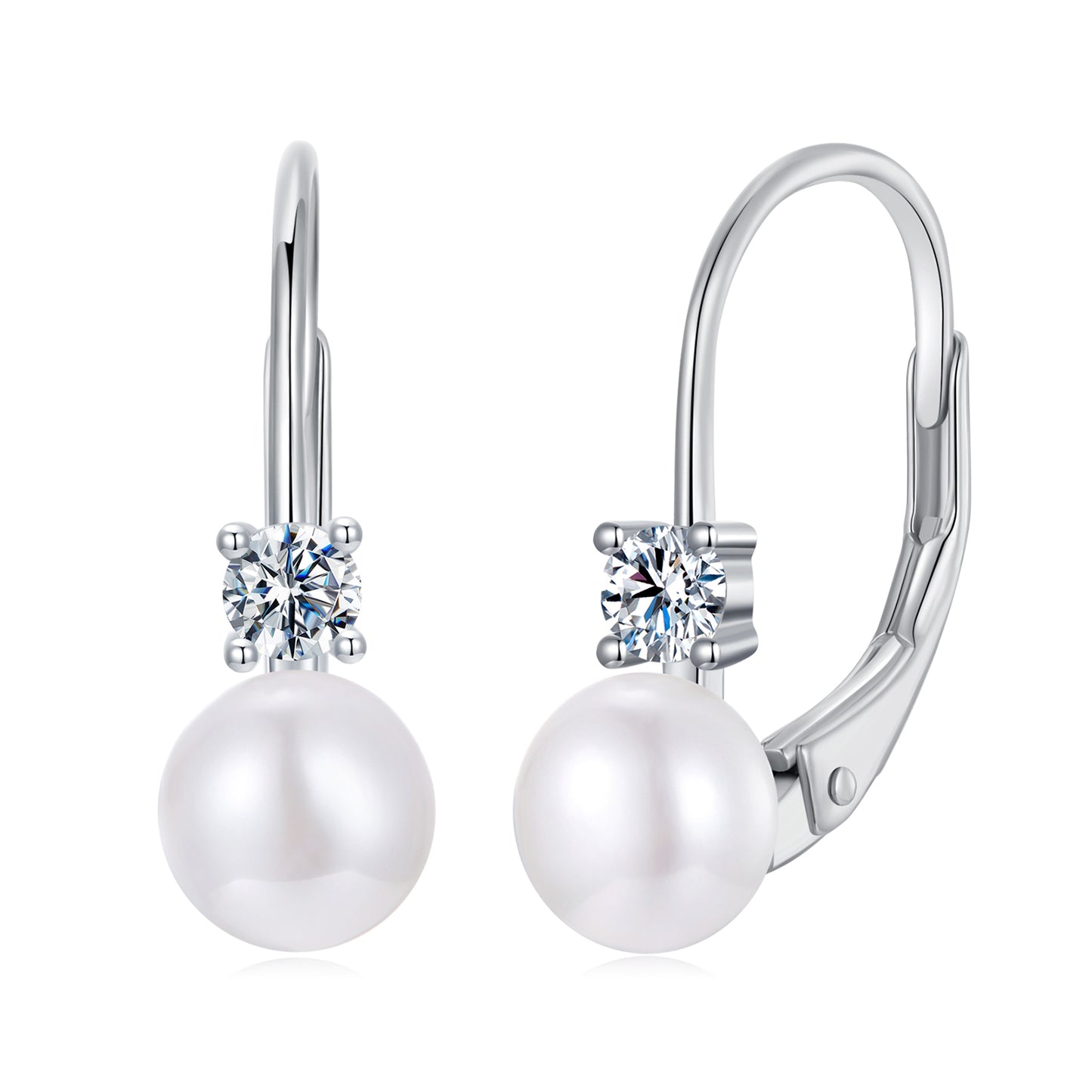 Hoop Earrings Moissanite 0.1ct With Pearl S925 Silver