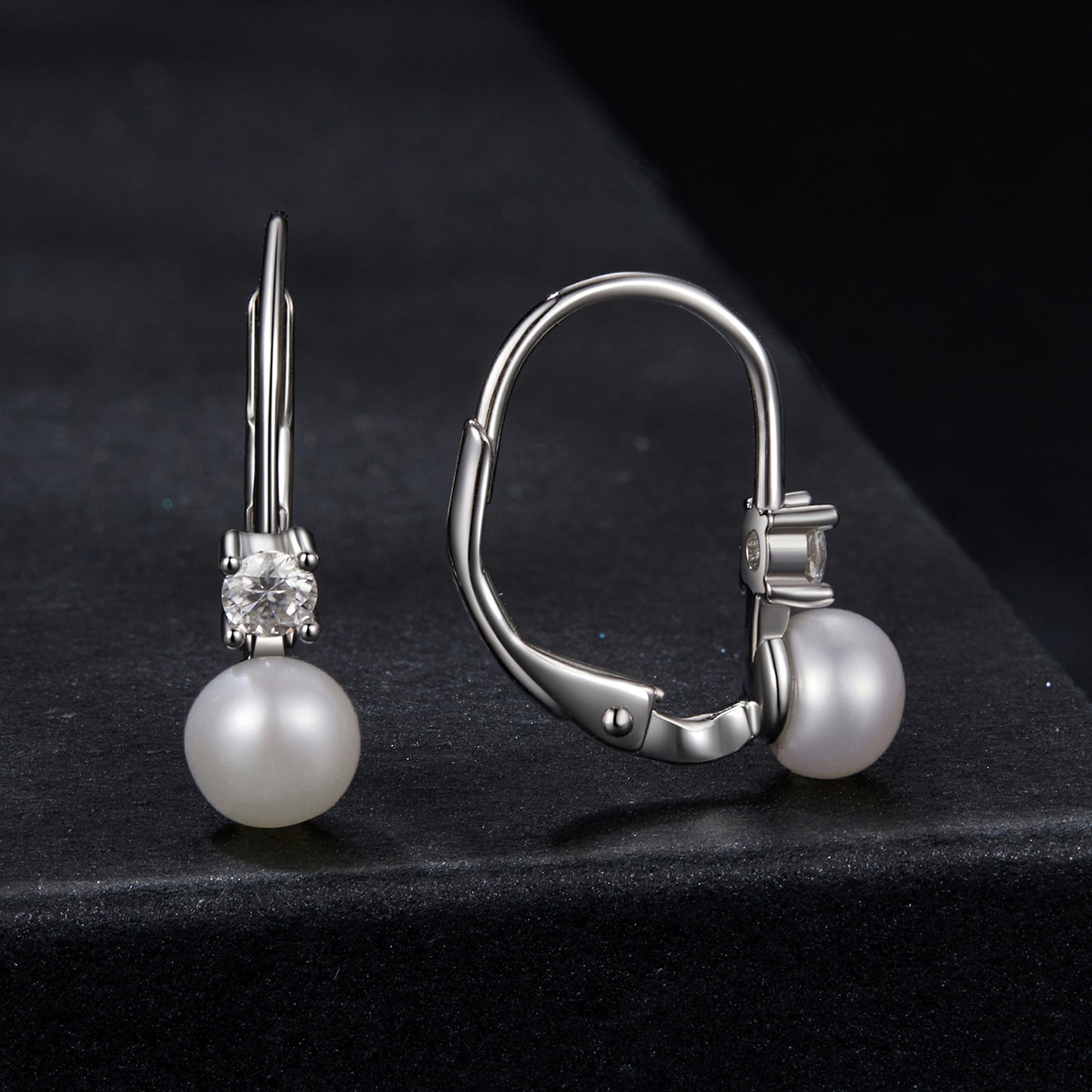 Hoop Earrings Moissanite 0.1ct With Pearl S925 Silver