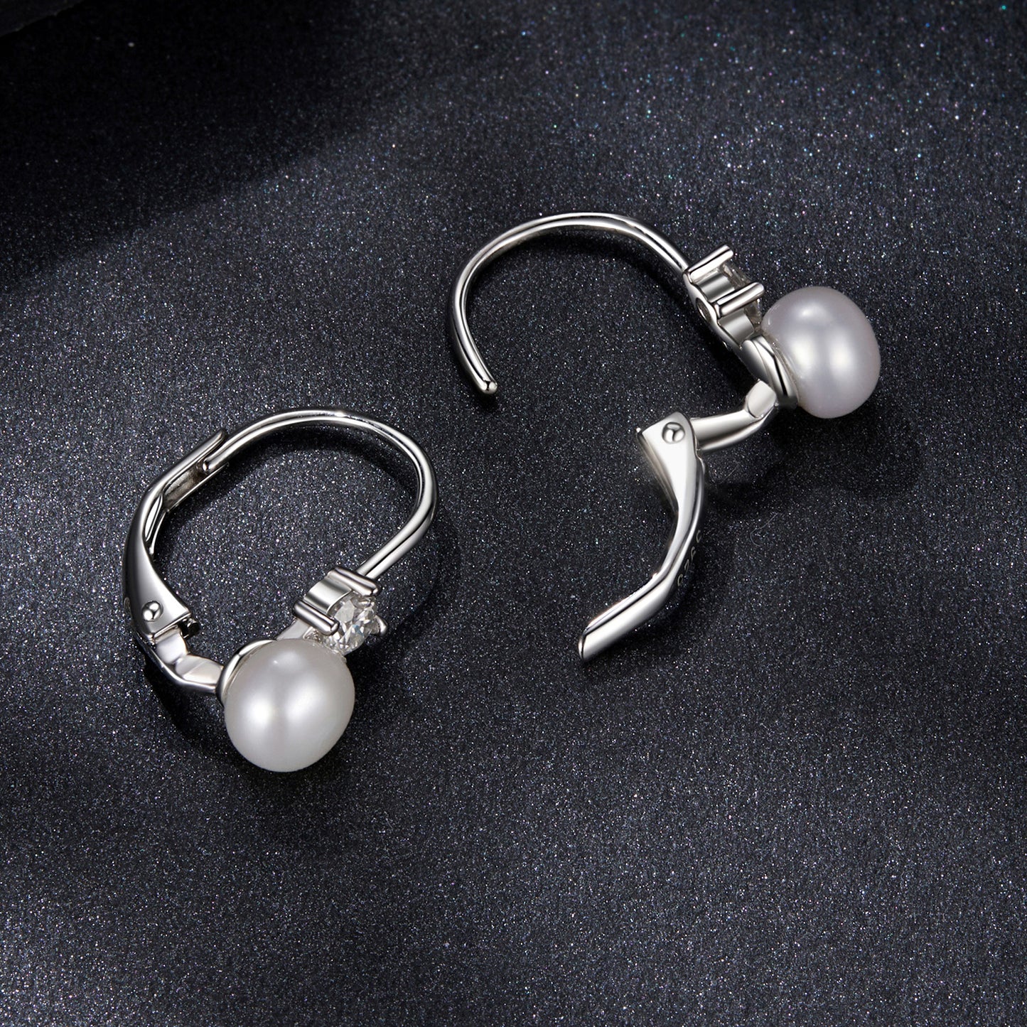 Hoop Earrings Moissanite 0.1ct With Pearl S925 Silver