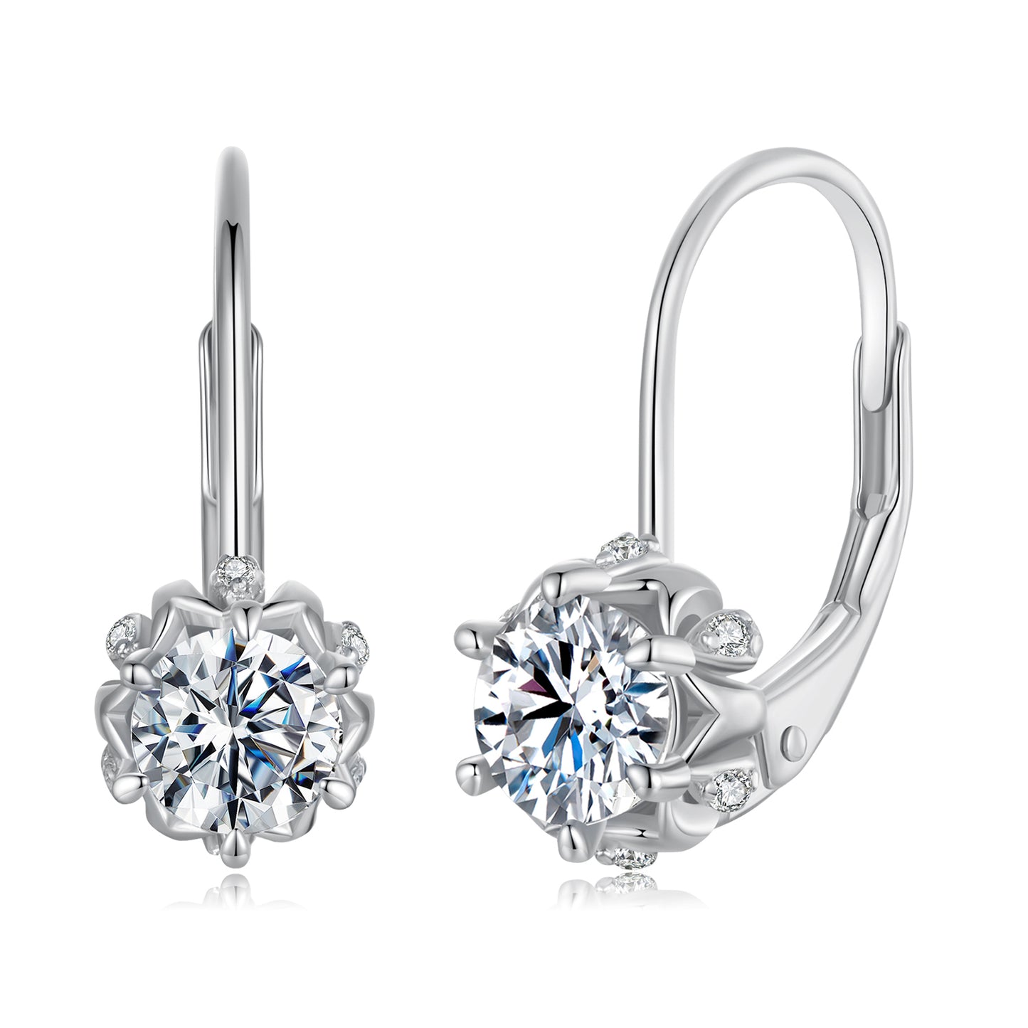 Hoop Earrings Shining Flower Bud 0.5ct Moissanite S925 Silver