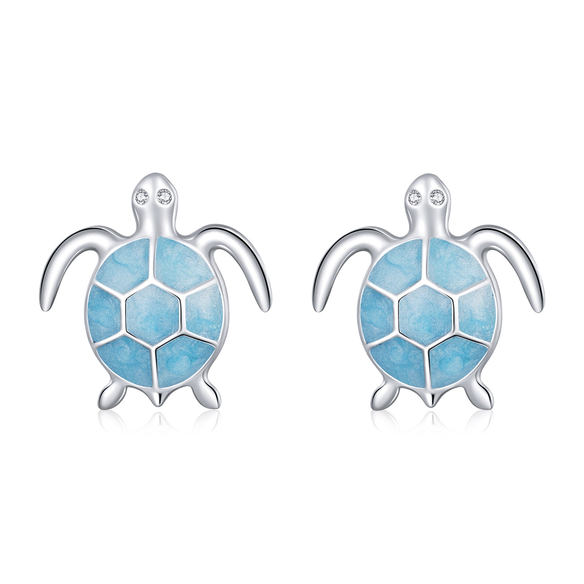 Boucles d'oreilles Puces Tortue de Mer Argent S925