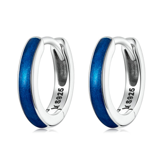 Hoop Earrings Classic Klein Blue 925 Silver