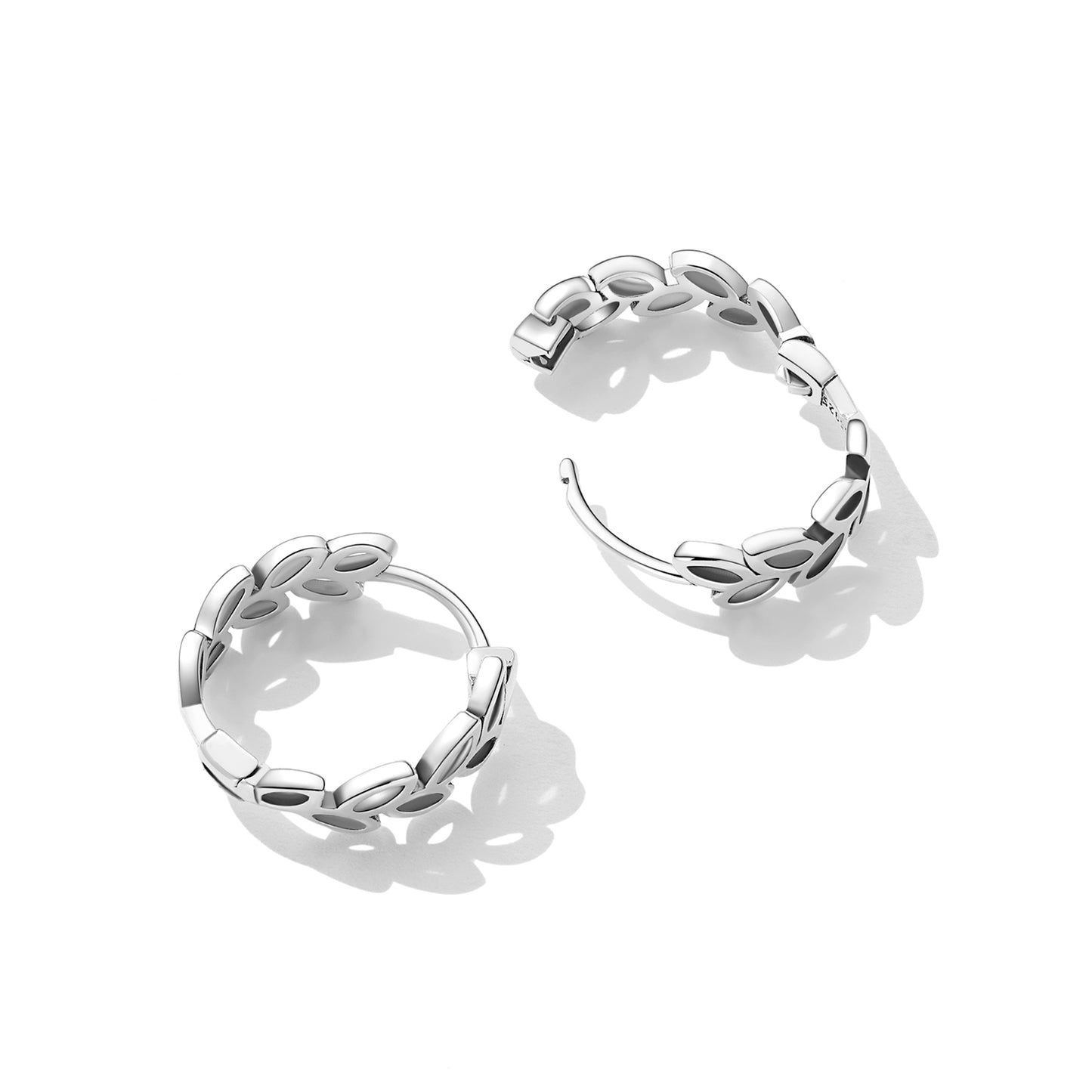 Hoop Earrings Classic Leaves Openwork S925