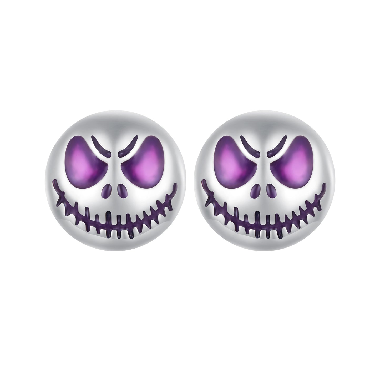 Stud Earrings Luminous Skull S925 Silver For Halloween With CZ Stone