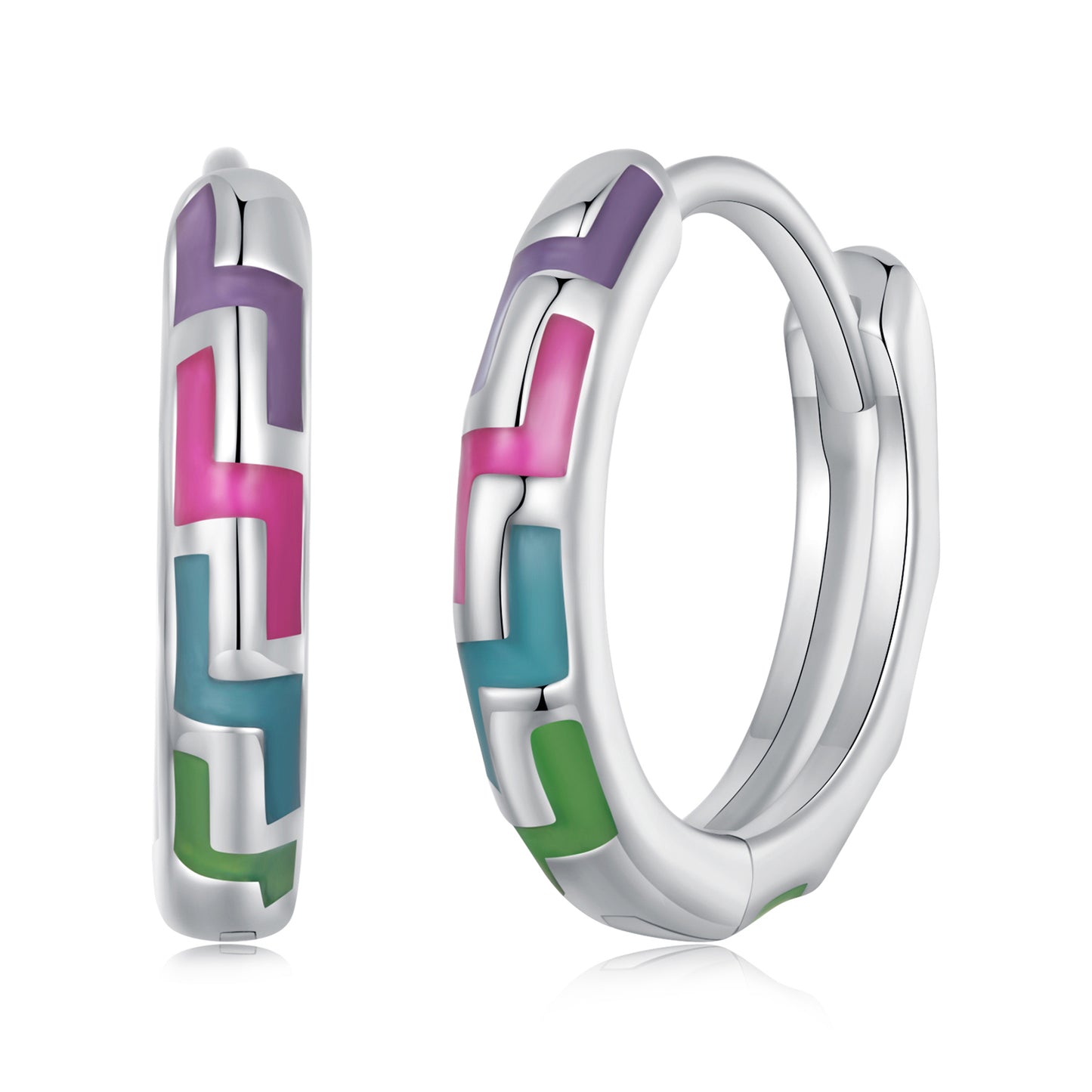 Hoop Earrings Colorful Circle Luminous S925 Silver