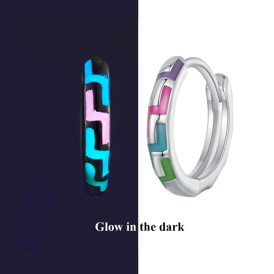 Hoop Earrings Colorful Circle Luminous S925 Silver