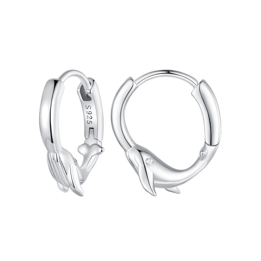 Hoop Earrings Cute Whale S925 Silver