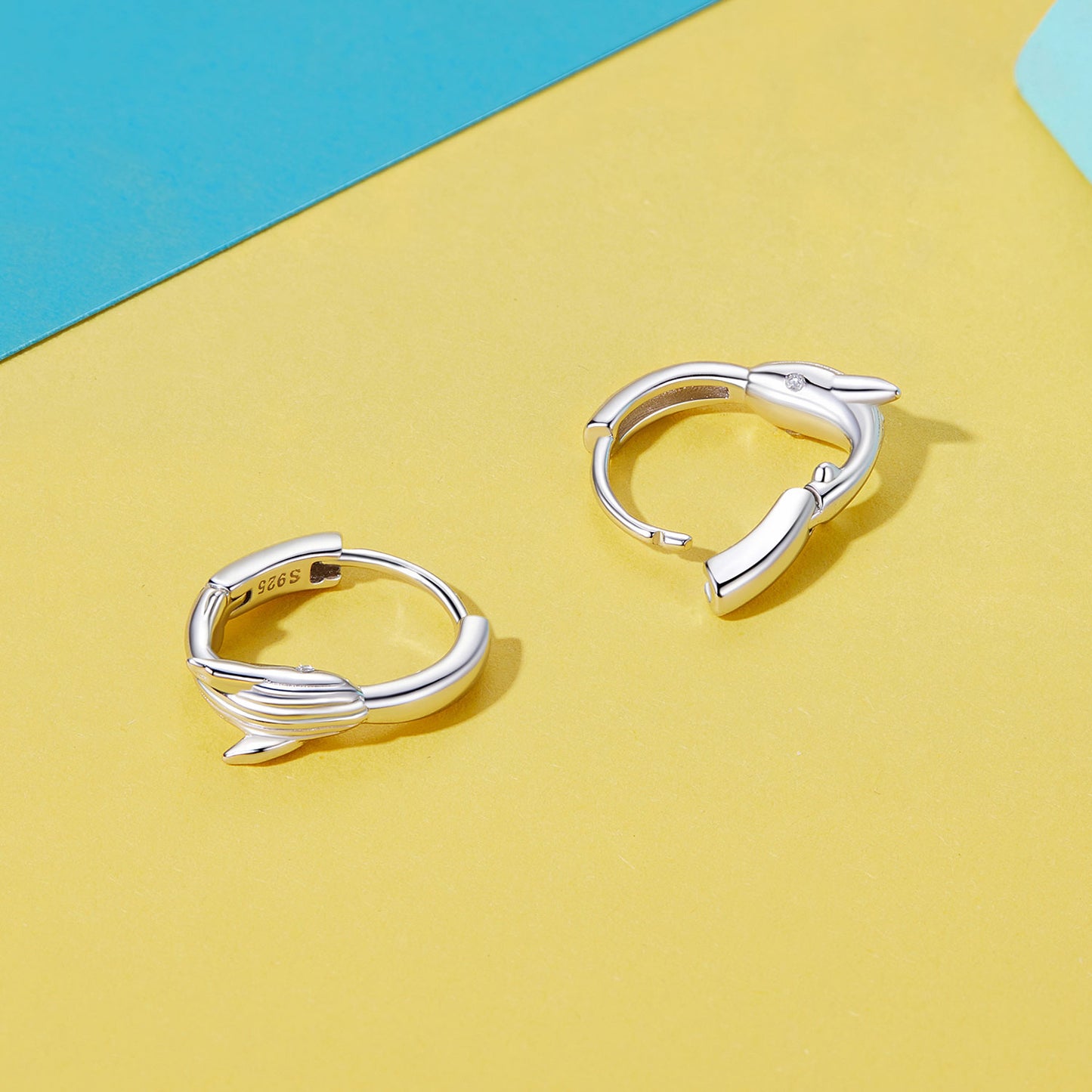 Hoop Earrings Cute Whale S925 Silver