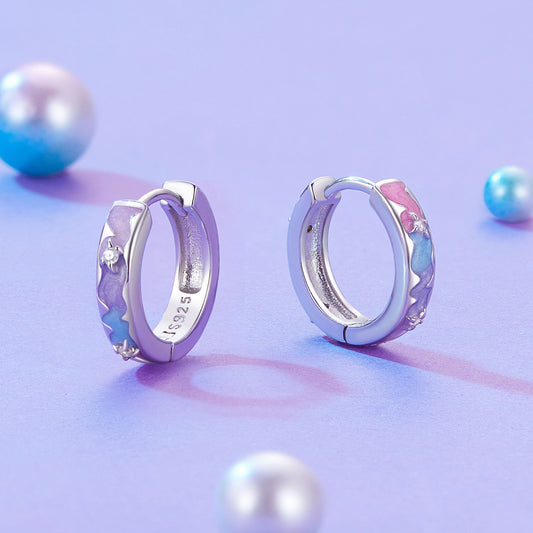 Hoop Earrings Colorful Dreamy Galaxy S925 Silver