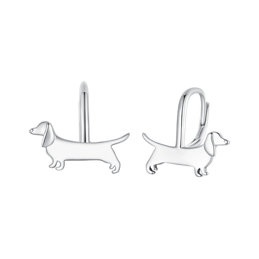 Drop Earrings Dachshund Dog S925 Silver