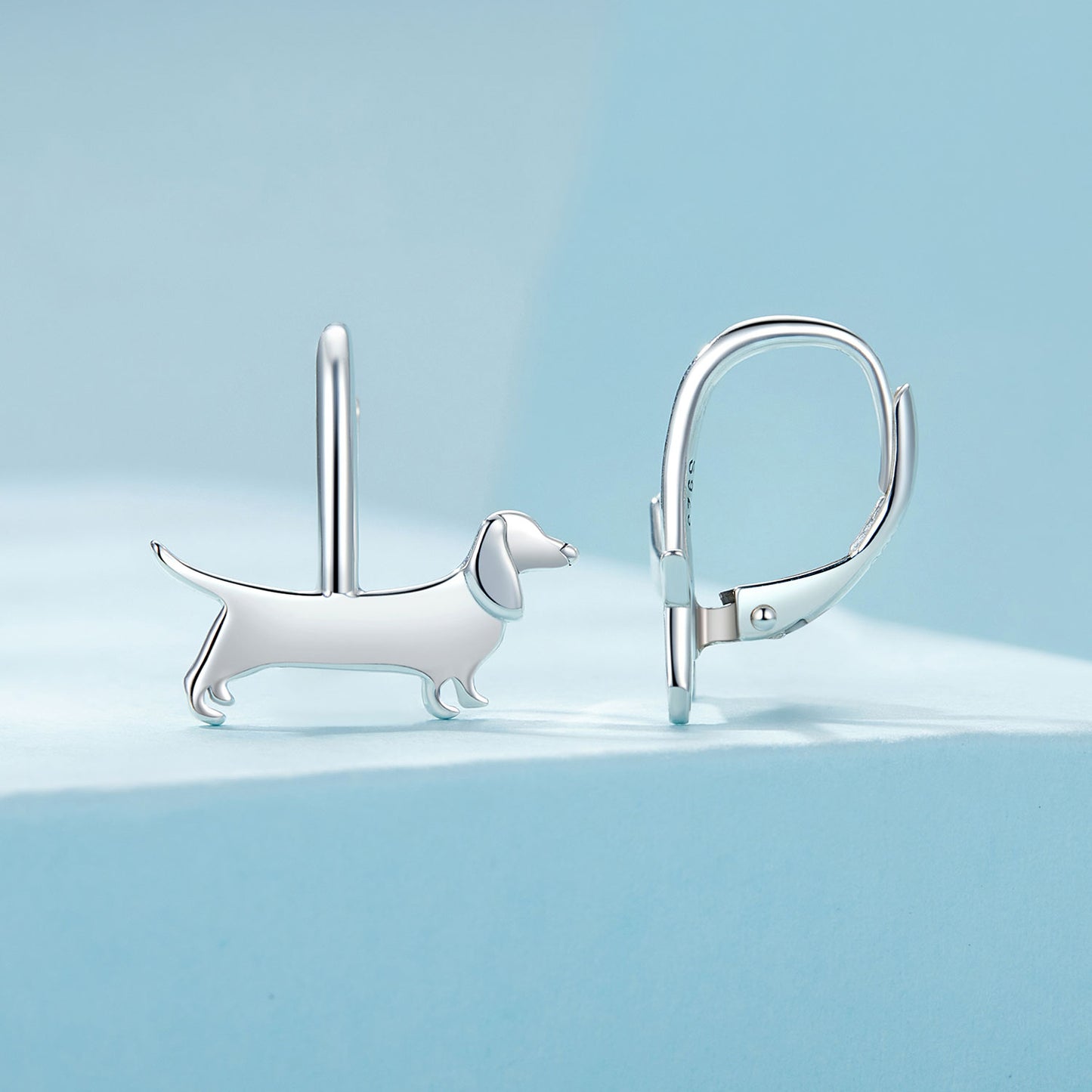 Drop Earrings Dachshund Dog S925 Silver