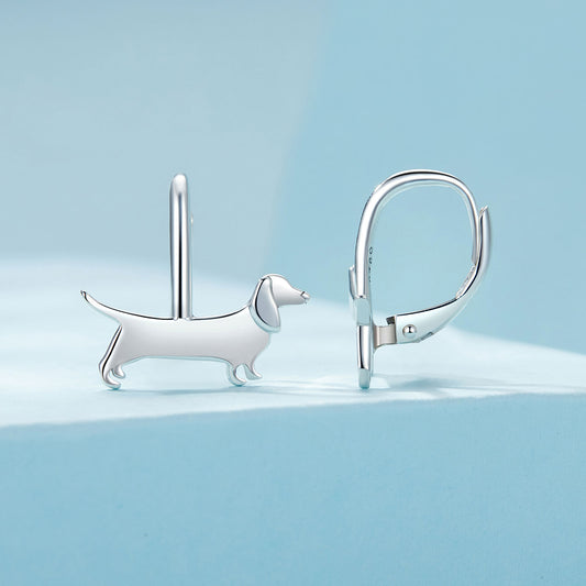 Drop Earrings Dachshund Dog S925 Silver