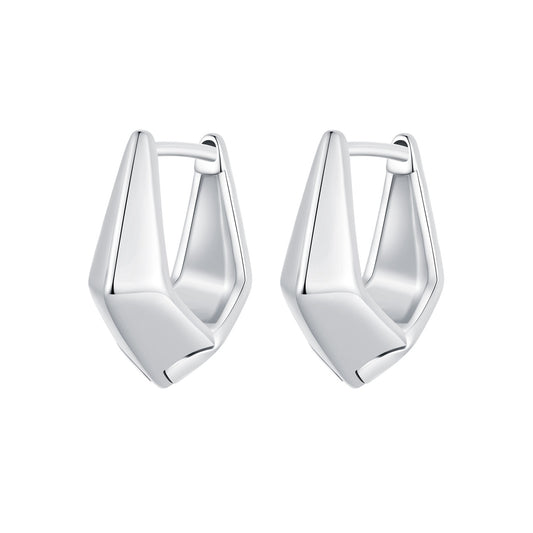 Hoop Earrings Geometric Shape S925 Silver