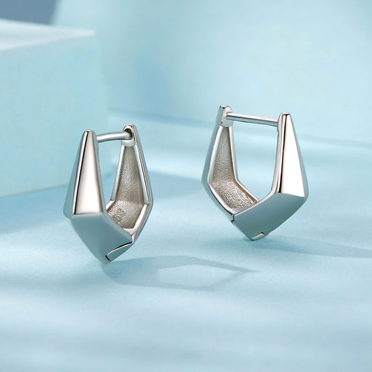 Hoop Earrings Geometric Shape S925 Silver