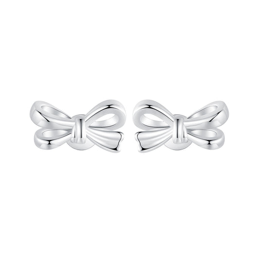 Stud Earrings Simple Bow-Knot S925 Silver