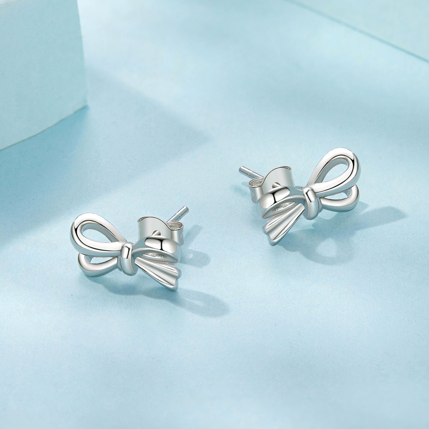 Stud Earrings Simple Bow-Knot S925 Silver