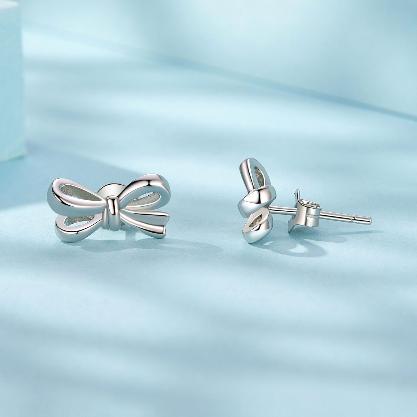 Stud Earrings Simple Bow-Knot S925 Silver