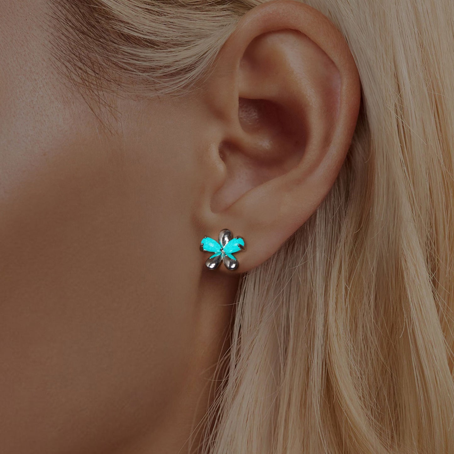 Stud Earrings Small Flower Luminous S925 Silver