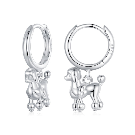 Drop Earrings Cute Poodle Dog S925 Silver