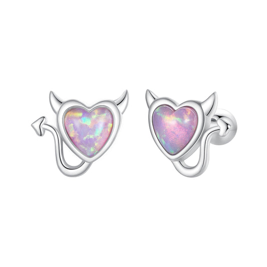 Stud Earrings Small Imp S925 Silver With Opal