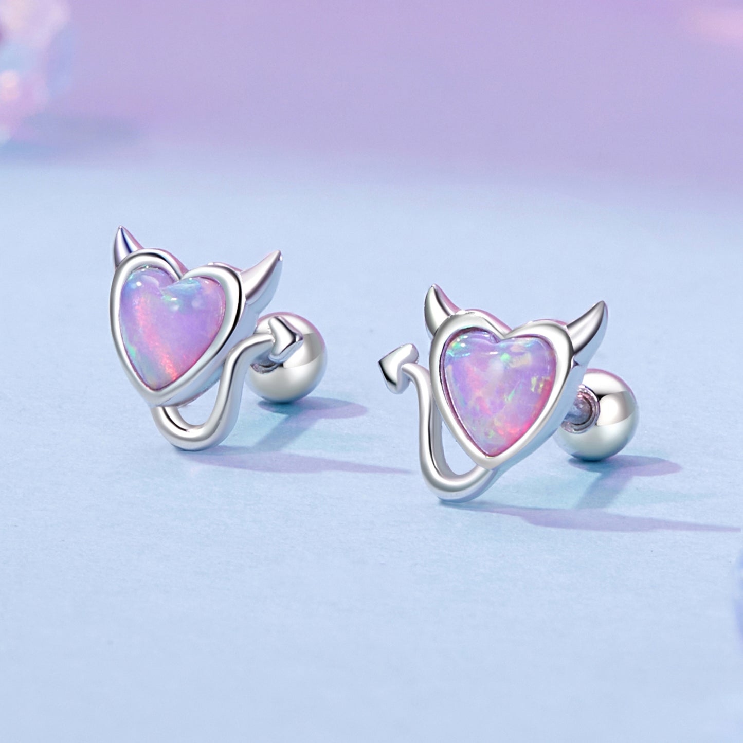 Stud Earrings Small Imp S925 Silver With Opal