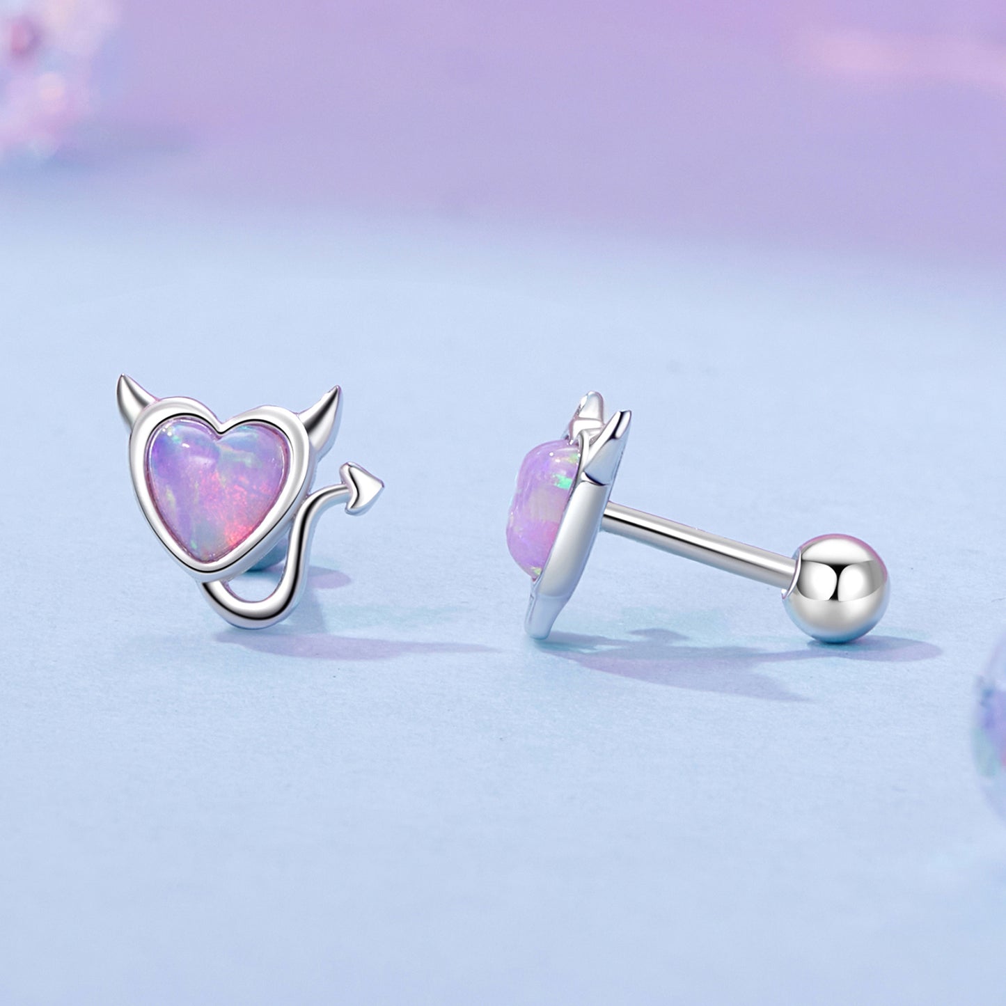 Stud Earrings Small Imp S925 Silver With Opal