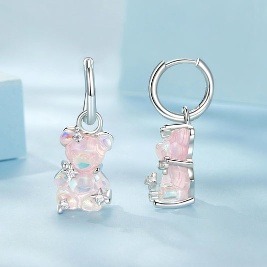 Drop Earrings Dreamy Bear Resin S925 Silver