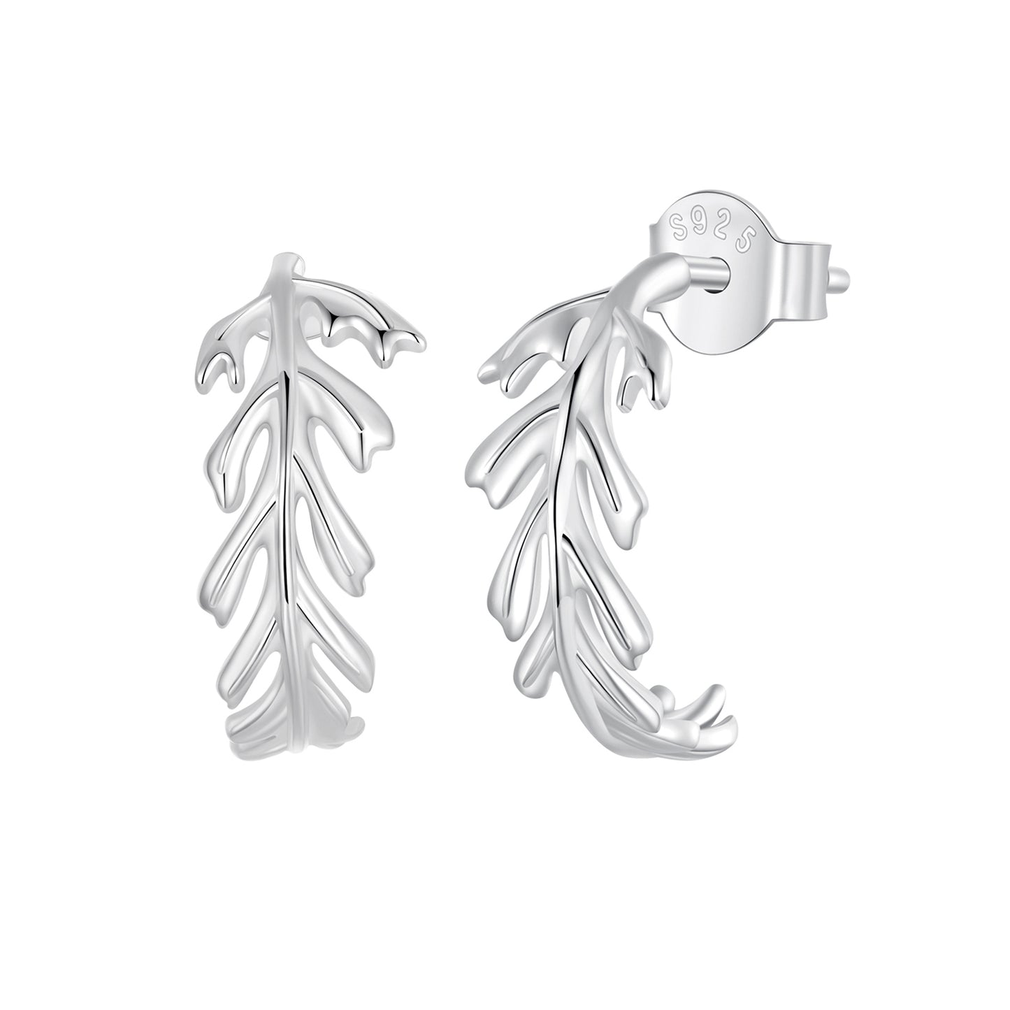 Stud Earrings Simple Leaf S925 Silver