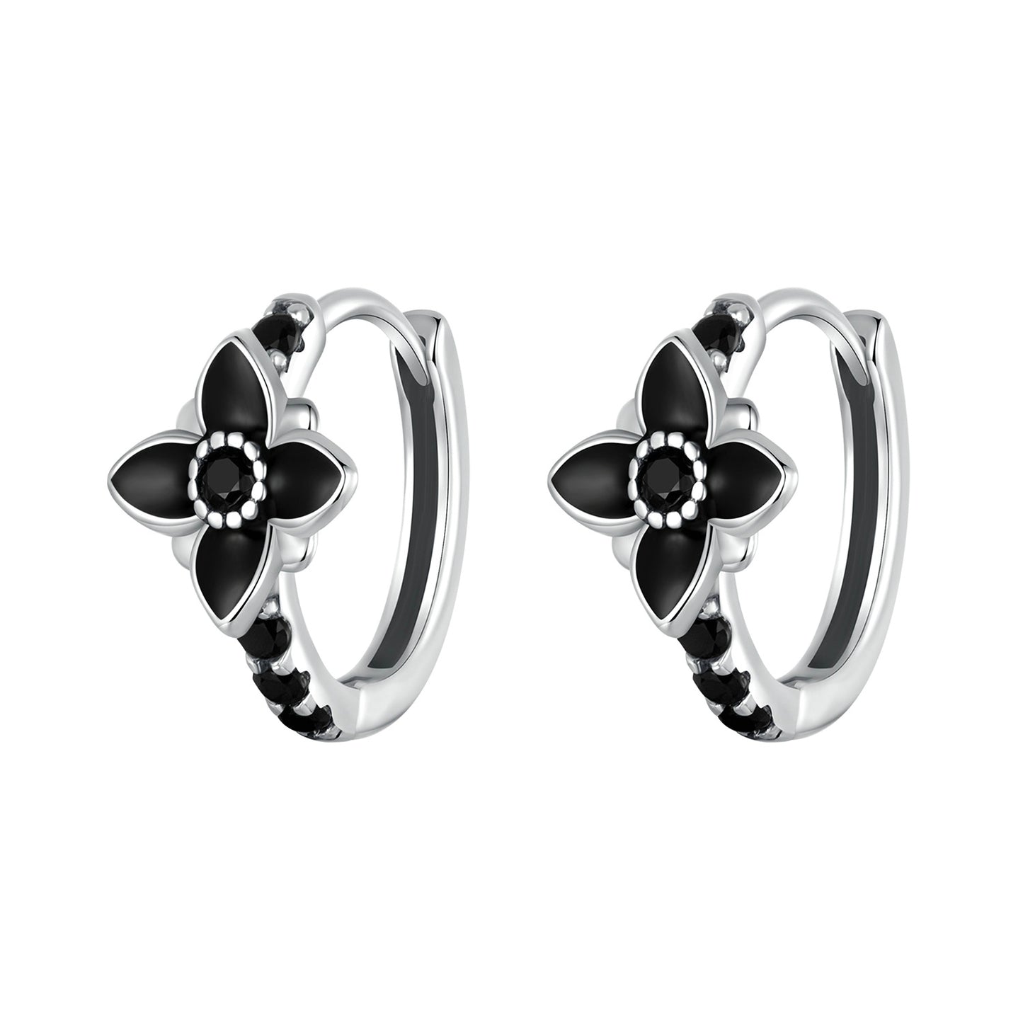 Hoop Earrings Elegant Flower Retro Pattern S925 Silver