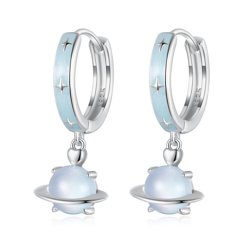 Drop Earrings Romantic Blue Planet S925 Silver