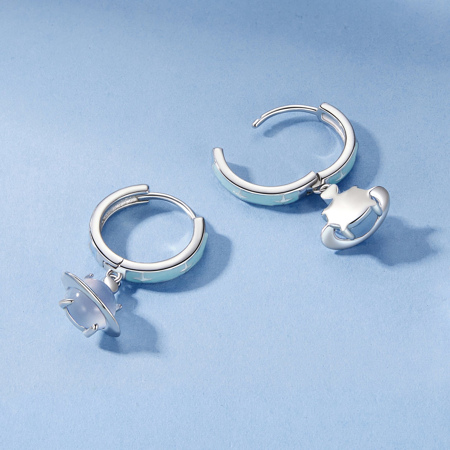 Drop Earrings Romantic Blue Planet S925 Silver